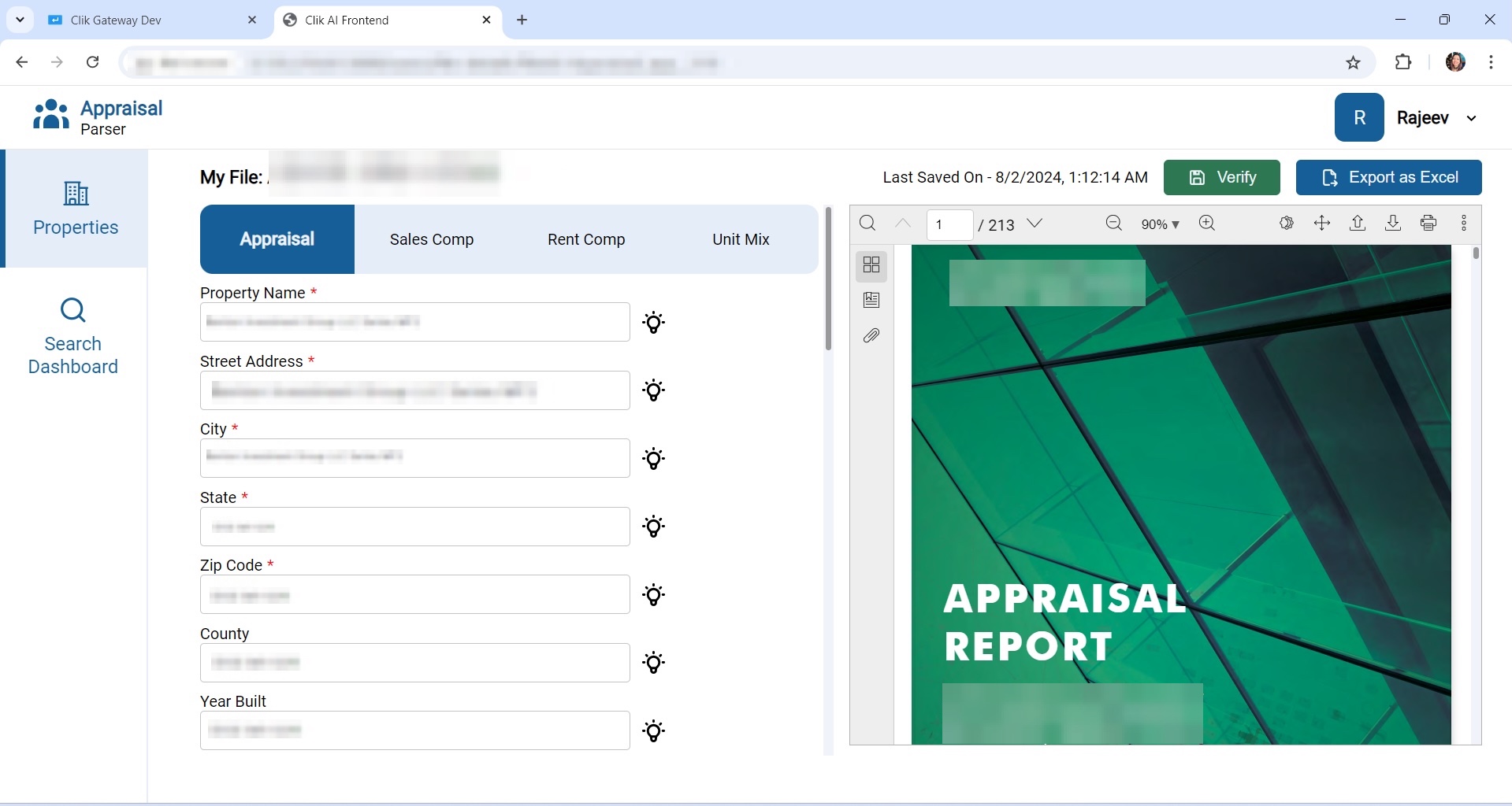 Clarity360 Appraisals Interface
